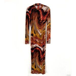 Watercolor Swirl Bodycon Maxi Dress S